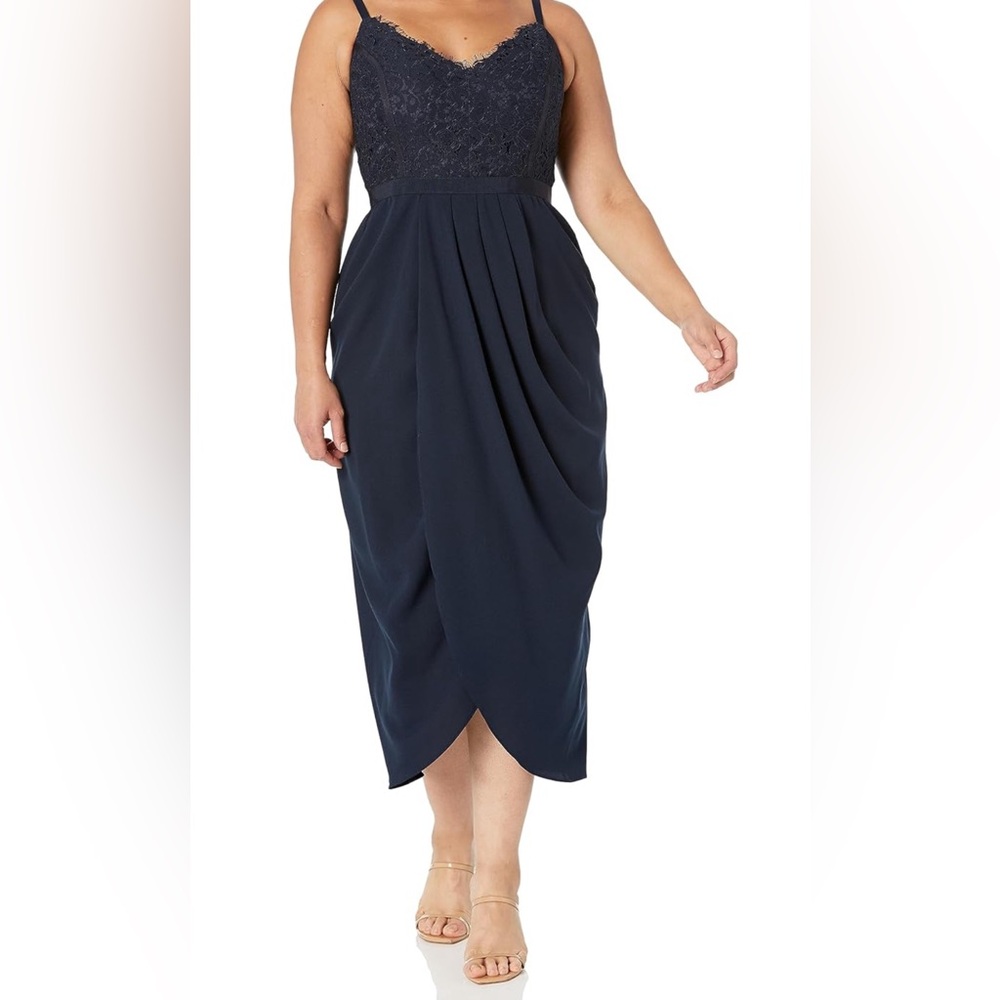 City Chic Womens Sleeveless Navy Blue Lace Dress Size 24